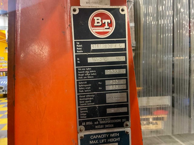1986 bt btrt2000/5 reach truck - afbeelding 5 van  13