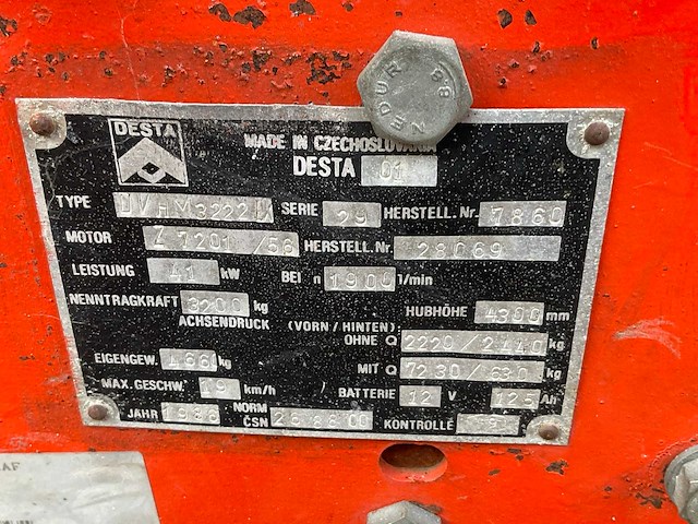 1986 desta dvhm3222l vorkheftruck - afbeelding 4 van  12