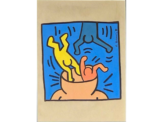 1986 gouache keith haring - afbeelding 1 van  6