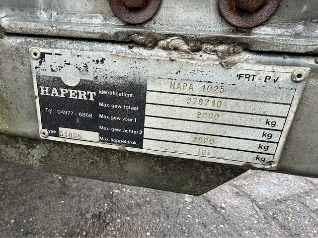 1986 hapert d2000 kiep aanhangwagen, 34-wk-66 - afbeelding 4 van  14