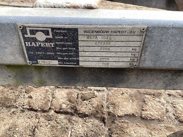 1986 hapert machine transporter a 2000 aanhangwagen - afbeelding 2 van  10
