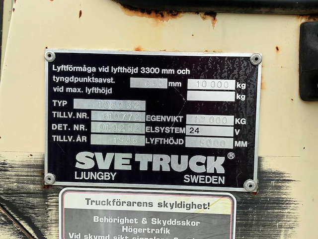 1986 svetruck- ljungby 1060-32 vorkheftruck - afbeelding 18 van  31