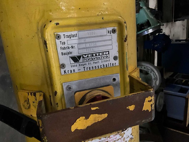 1986 vetter m 1000 kg zwenkarmkraan - afbeelding 2 van  10