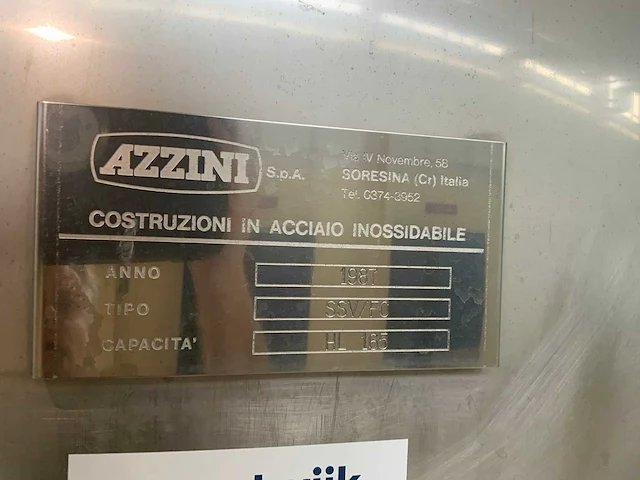 1987 azzini ssv/fc verticale opslagtank 16500 liter - afbeelding 4 van  12