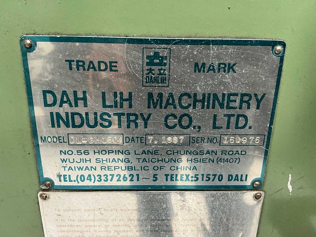 1987 dah lih dl-gh1500 freesmachine - afbeelding 6 van  11