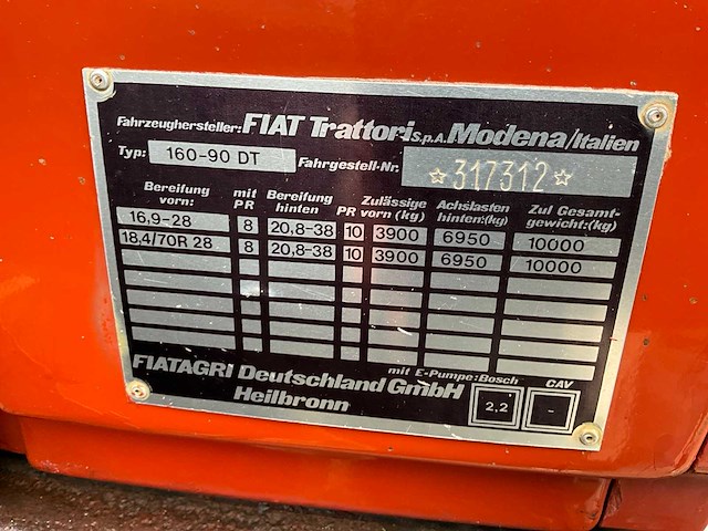 1987 fiat 160-90 turbo dt vierwielaangedreven landbouwtractor - afbeelding 14 van  45