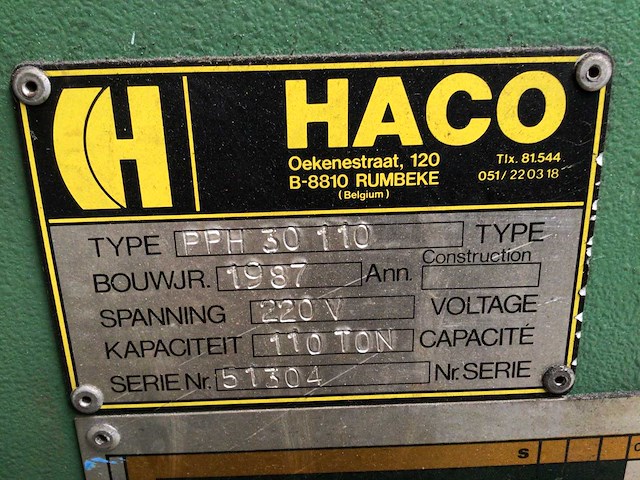 1987 haco pph 30 110 hydraulische vouwmachine - afbeelding 8 van  8