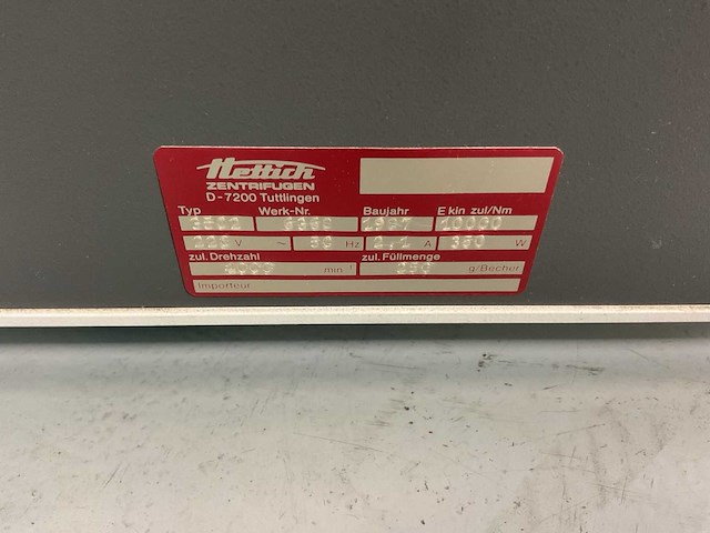 1987 hettich 3502 centrifuge - afbeelding 5 van  5