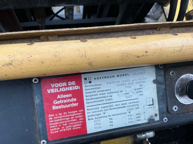 1987 hyster h4.00 xl5 4.000 kg vorkheftruck - afbeelding 12 van  14