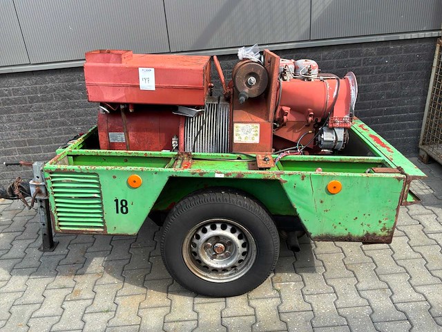 1987 isartaler fs75 schroefcompressor op aanhangwagen - afbeelding 1 van  7
