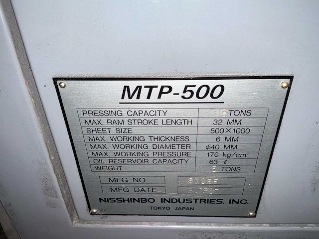 1987 nisshinbo mtp-500 ponsmachine - afbeelding 13 van  57