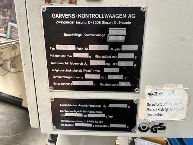 1988 garvens kontrollwaagen sl2pm automatische controleweger - afbeelding 3 van  11