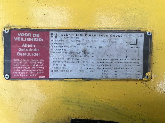 1988 hyster 1.50 xl vorkheftruck - afbeelding 18 van  26