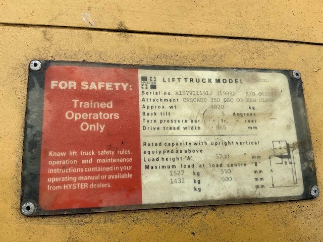 1988 hyster s3.00xl vorkheftruck - afbeelding 13 van  22