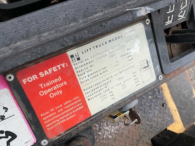 1988 hyster s3.00xl vorkheftruck - afbeelding 3 van  6