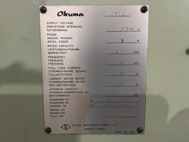 1988 okuma lr10 cnc-draaibank - afbeelding 16 van  19