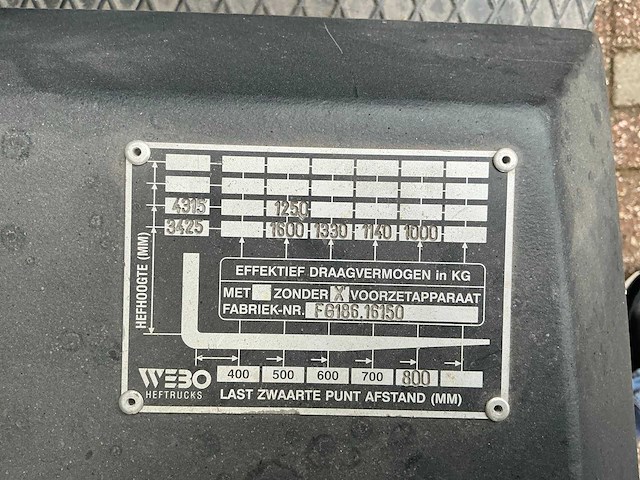 1988 webo m716 vorkheftruck - afbeelding 7 van  17