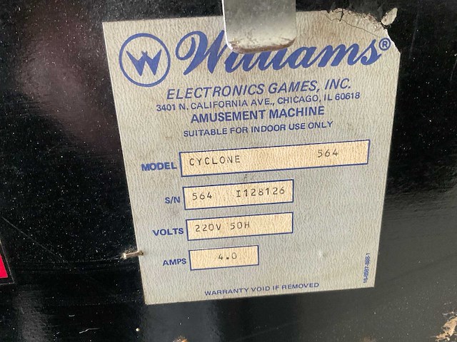 1988 williams cyclone 564 flipperkast - afbeelding 8 van  8