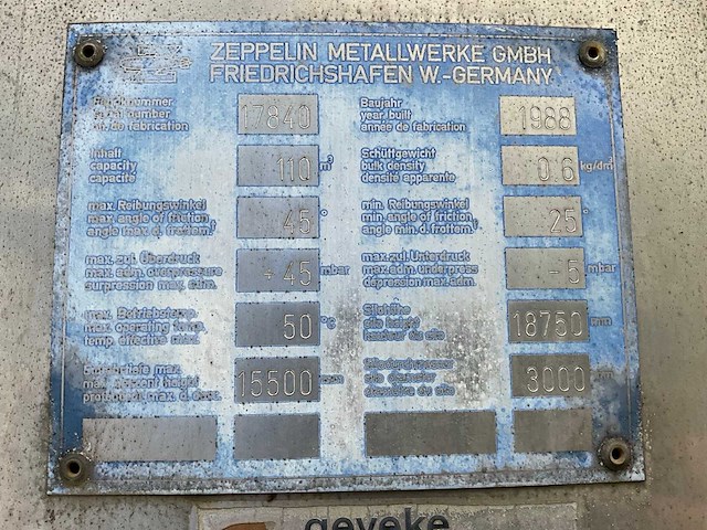 1988 zeppelin 110 m3 verticale aluminium opslagsilo - afbeelding 5 van  13