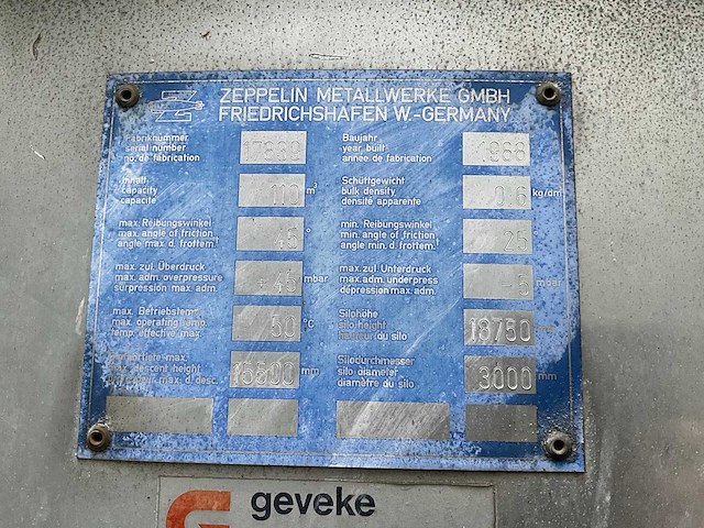 1988 zeppelin 110 m3 verticale aluminium opslagsilo - afbeelding 5 van  13