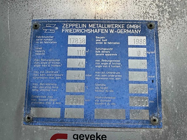 1988 zeppelin 110 m3 verticale aluminium opslagsilo - afbeelding 3 van  7