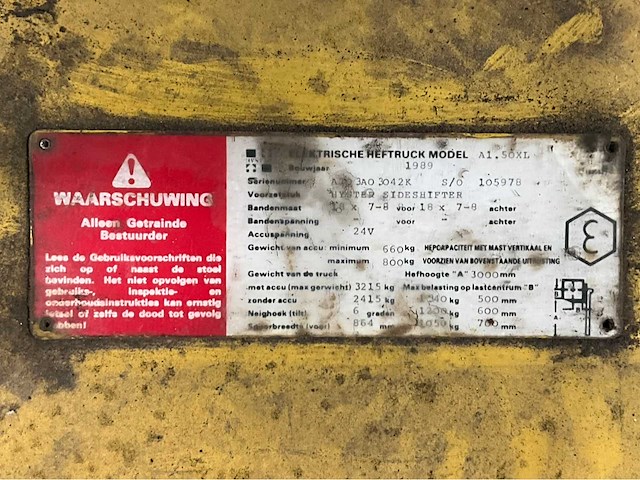 1989 hyster a1-50xl vorkheftruck - afbeelding 8 van  14