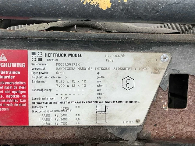 1989 hyster h4.00xl-6 vorkheftruck diesel - afbeelding 5 van  13