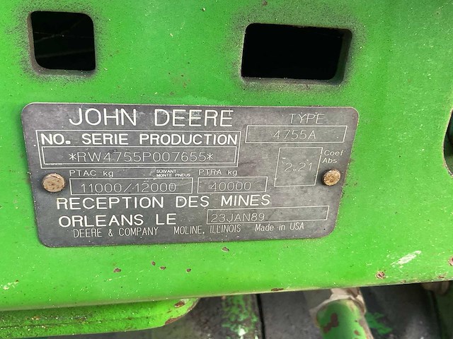 1989 john deere 4755 vierwielaangedreven landbouwtractor - afbeelding 16 van  23