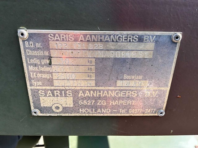 1989 saris aanhangwagen met generator - afbeelding 13 van  20