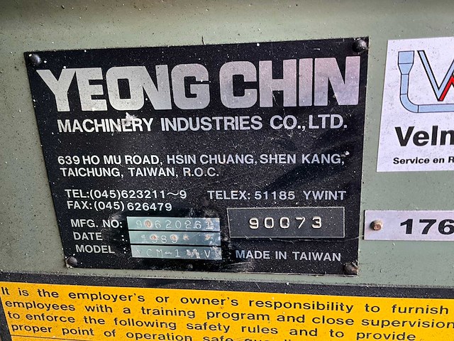 1989 yeong chin ycm-1 1/2 v verticale freesmachine - afbeelding 3 van  11