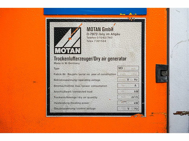 1990 - motan - mdc 800 - peripheral equipment plastic - dry air generator - afbeelding 6 van  6
