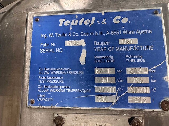 1990 - teufel & co - shell-and-tube - proceswarmtewisselaar - afbeelding 1 van  1