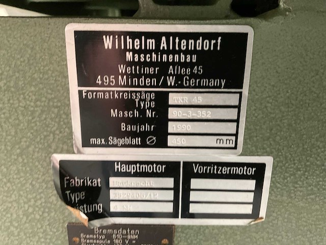 1990 altendorf trk 45 formaatcirkelzaagmachine - afbeelding 8 van  9