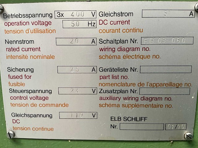 1990 elb schliff optimal 6375 vlakslijpmachine - afbeelding 5 van  7