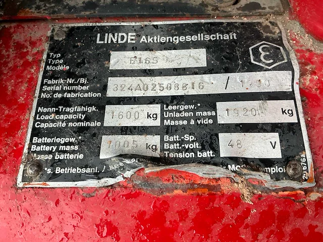 1990 linde e16s vorkheftruck elektrisch - afbeelding 4 van  12