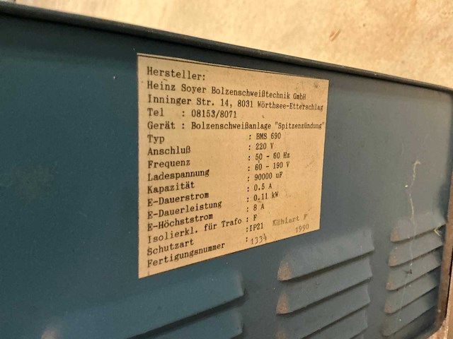 1990 soyer bms-690 stud welder - afbeelding 5 van  5