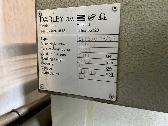 1991 darley ehp200 43/37 cnc-kantbank - afbeelding 10 van  10