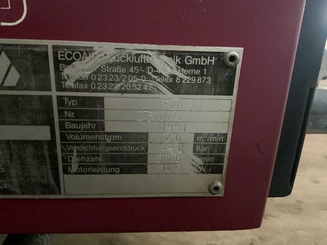 1991 ecoair f20 luchtcompressor - afbeelding 3 van  11
