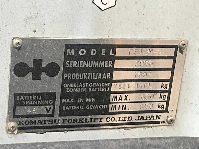 1991 komatsu fb13m-2 vorkheftruck - afbeelding 5 van  13