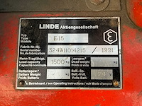 1991 linde e15 vorkheftruck - afbeelding 4 van  12