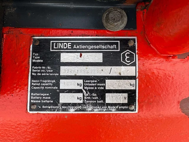 1991 linde e16s vorkheftruck - afbeelding 4 van  13