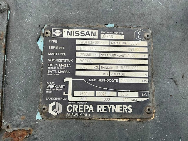 1991 nissan wgf03a400 vorkheftruck - afbeelding 14 van  25