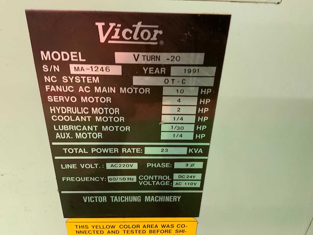 1991 victor v-turn 20 cnc-draaibank - afbeelding 18 van  23