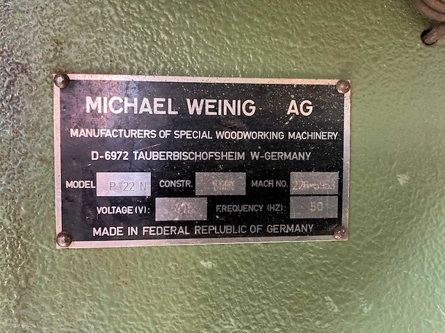 1991 weinig profimat p22n vierzijdige profileer- en schaafmachine - afbeelding 3 van  13