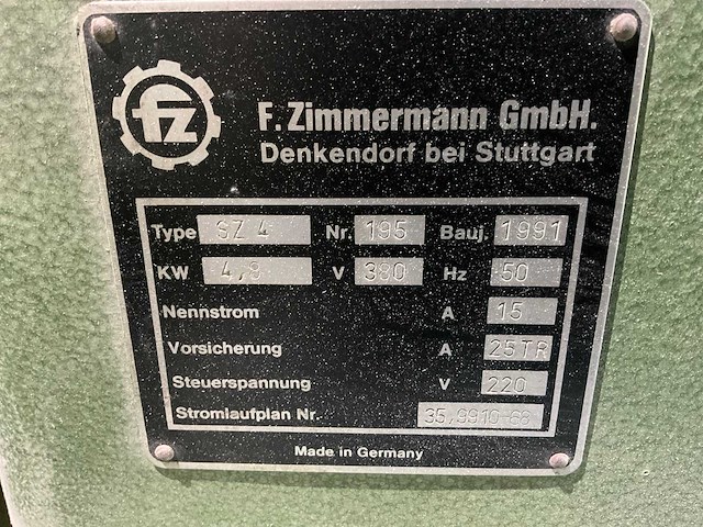1991 zimmermann sz-4 dubbelzijdige schijfschuurmachine - afbeelding 4 van  8