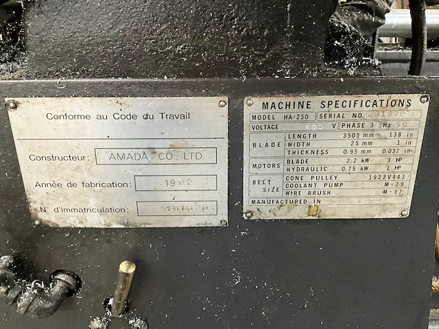1992 amada ha-250 bandzaagmachine - afbeelding 14 van  14