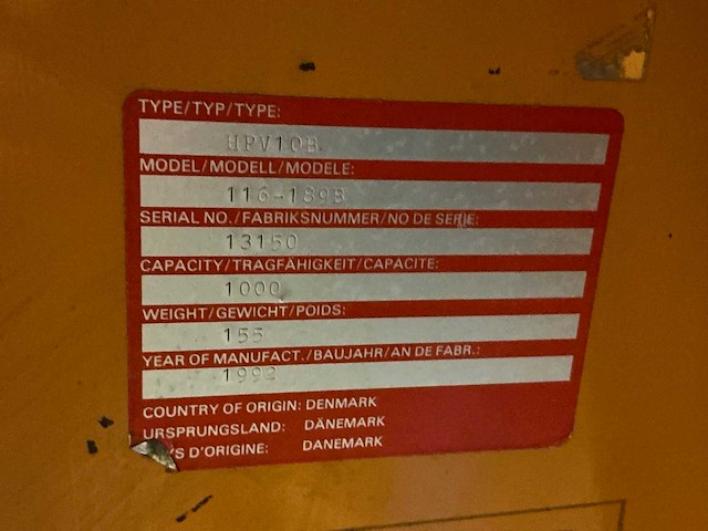 1992 bv hpv10b hand hydraulische palletwagen - afbeelding 6 van  6