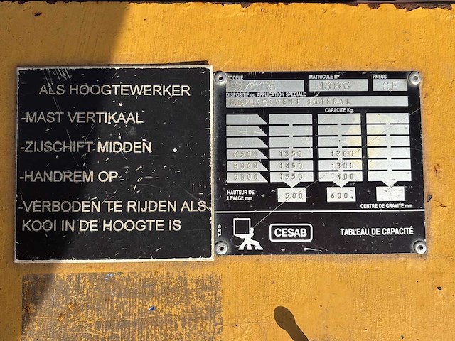 1992 cesab c175 vorkheftruck - afbeelding 3 van  11