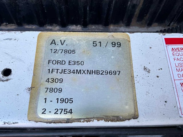 1992 ford econoline 350 7,3 v8 diesel bedrijfswagen - afbeelding 28 van  36