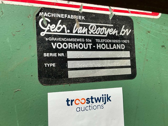 1992 gebr. van rooyen hydraulische kistenkantelaar - afbeelding 7 van  13